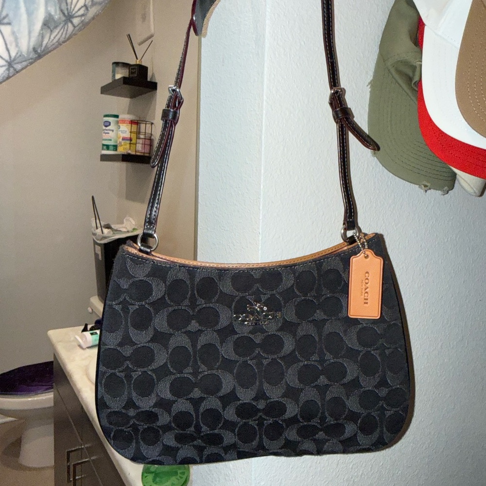 Coach Black and Brown Signature Shoulder Bag